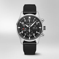 IW377709-Pilot’s Watch Chronograph Iwc Spitfire Chronograph, Iwc Schaffhausen Watch, Black Leather Analog Chronograph Watch