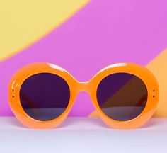 1960s mod inspired TANGERINE DREAM sunglasses -- A little chunky, a bit oversized, and a lot of mod FUN! UV400 lenses 🔴 🟠 🟡 🟢 🔵 🟣 ⚫️ ⚪️ 🟤 Other colors available in this style frame in the shop https://www.etsy.com/shop/BoldFashionedEyewear Retro Plastic Sunglasses For Parties, Retro Plastic Sunglasses For Party, Orange Retro Sunglasses For Party, Vintage Orange Sunglasses With Uv Protection, Vintage Orange Sunglasses With Mirrored Lenses, Cat Eye Sunglasses Vintage, Color Sunglasses, Tangerine Dream, Round Sunglasses Vintage