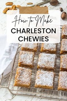 how to make charleston chewies on a cooling rack with nuts and powdered sugar