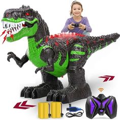 UUGEE RC T-rex Dinosaur Toy with Flashing and Roaring, Realistic Walking.This remote control robot toys for boys is specially designed for kids who love T-Rex. It's fully functional, made of durable plastic, and comes with two rechargeable batteries, so it can withstand hours of playtime. It will be one of the best gifts for Christmas, Thanksgiving, New Years, birthdays, Halloween, Easter, party favors, educational purposes, rewards, and dinosaur themed parties. Features of UUGEE Dino Toys: -The Dinosaur Toys For Boys, T Rex Toys, Robot Dinosaur, Best Gifts For Boys, Dino Toys, Dinosaur Toys For Kids, Dinosaur Theme Party, Kids Electronics, Birthday Toys