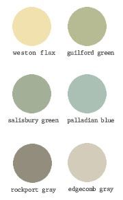 the different shades of paint for walls and ceiling in various colors, including gray, green,