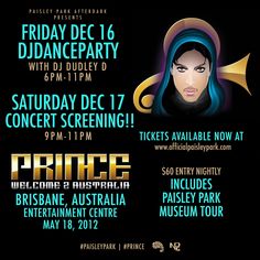 an event poster with the words prince on it