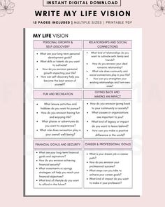 "This listing is for a Life Vision Planner, Life Goals Planner, Goal Setting, Life Vision Planner, My Future, Dream Life, Goal Tracker, New Year Goal Planning Goal Planner Printable, Goal Planner Insert Goal Planner Kit, Fitness Journal, Self Improvement, Goal Setting Guide & Self Help, Workout Planner  Exercise Digital Printable Download - Download your purchase instantly - No shipping fees WHO IS THIS LISTING FOR? For anyone looking for a progress tracker/printable to help them set and track their personal, business and fitness goals. This is a great product to help you make your year as successful as possible.    So naturally I wanted to share it with you.  So go ahead, get yourself going and make sure you are on track to reaching your goals this year. WHAT'S INCLUDED? 3 PDF Documents i Life Goal Planner, Vision Planner, Goals Printable, Goal Planner Printable, Life Vision, New Year Goals, Writing Therapy, Goal Planner, Goal Tracker