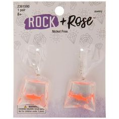 two orange fish earrings in plastic packaging