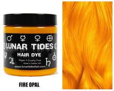 Get an out-of-this-world ombre with our Saturn Pack! 3 shades of orange and yellow to blend a custom color or create the perfect fade. Includes: 1 jar Fire Opal 1 jar Citrine 1 jar Siam * Includes 3 jars of semi-permanent hair dye * Our dyes are non-damaging and do not require developer * All our dyes are vegan & cruelty-free! * Each bottle contains 4 oz. of hair dye * All pastel hair dyes require light blonde or platinum hair prior to application Our shades appear different in the bottle th Lunar Tides Hair Dye, Pastel Orange Hair, Yellow Hair Dye, Orange Hair Dye, Yellow Hair Color, Hair Color Orange, Dyed Hair Pastel, Pink Hair Dye, Hot Pink Hair