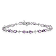 Amethyst and White Sapphire Bracelet (7 in) | Shane Co. Formal Amethyst Bracelets, Elegant White Gold Amethyst Bracelets, Elegant Amethyst Bracelet, Elegant Purple Tennis Bracelet, Elegant Purple Amethyst Tennis Bracelet, Formal Purple Amethyst Sterling Silver Bracelet, Elegant Purple Teardrop Gemstone, Elegant Nickel-free Purple Bracelets, Purple Sapphire