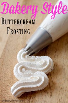 a white cream frosting with the words buttercream frosting written on it