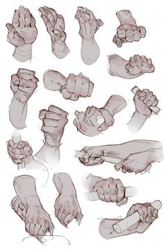 some hands and feet are shown in this drawing style, with different angles to each other