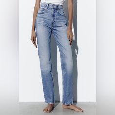 Nwt Never Worn Jeans. New Ss2023 Season. Size Usa 10 Fits A Medium Or Large Zara Straight Leg Jeans, Straight Jeans Outfit, Cropped Flare Jeans, Perfect Jeans, Grey Jeans, Slim Straight Jeans, Zara Jeans, Zara United States, Cut And Style