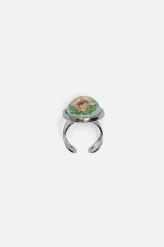 mint Flower Detail, Pink Ring, Pressed Flower, Flower Ring, Pressed Flowers, Silver Tone, Mint, Ring, Flowers