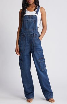 HIDDEN JEANS Baggy Denim Cargo Overalls | Nordstrom Baggy Overalls Outfit, Denim Overalls Outfit, Spirit Posters, Cargo Overalls, Women Overalls, Baggy Overalls, Cute Overalls, Overalls Outfit, Denim Cargo