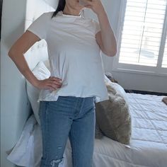 With Opening In Back . Dress It Up With A Pair Of Jeans . New Without Tags Plain White T's, Plain White T Shirt, Back Dress, Plain White, White T Shirt, White T, White Tshirt, Shirt Color, Colorful Shirts