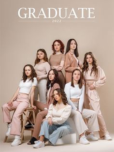 a group of women posing for the cover of graduate magazine