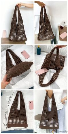 the instructions for how to crochet a handbag with pictures and text on it