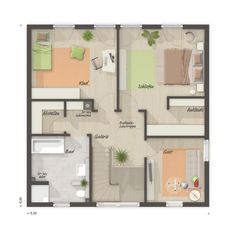 the floor plan for a small apartment with two bedroom and one living room in it