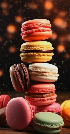 a stack of macaroons sitting on top of each other