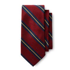 Description The ideal addition to your Ivy Style wardrobe, this repp stripe tie is crafted from 100% silk and made in the USA. Details 100% Silk 3” Width Made In The USA D81092 Ivy Style, Red Tie, Striped Tie, Yellow Stripes, Deep Red, Yellow, Red