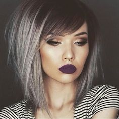 Sexy silver hair with shadow root and messy style by @tiasymonee Model @jessjanemakeup  #hotonbeauty by hotonbeauty Bob Hair Color, Bob Hairstyles With Bangs, Silver Hair Color, Emo Hair, Blonde Bobs, Great Hair, Grey Hair, Silver Hair