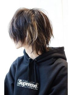 Short Messy Haircuts For Thick Hair, Tomboy Mullet Haircut, Male Wolfcut Short, Jellyfish Haircut Masc, Longer Masculine Haircuts, Short Octopus Haircut, Blue And Black Hair Short, Asian Hair Styles Men, Hair Inspo Male