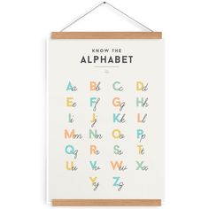 an alphabet poster hanging on a wall