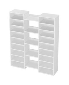 a white bookcase with shelves on each side