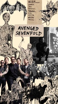 a collage of photos with the words'avengeed sevenfold '