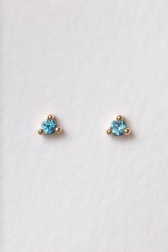 Rachel Reid Mini Birthstone Stud Earring | Blue Topaz Gemstone Earrings Studs, Charms Earrings, Nyc Jewelry, Mini Studs, Gemstone Stud Earrings, Topaz Gemstone, Fine Jewellery Earrings, Everyday Jewelry, Stud Earring