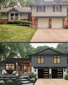 before and after photos of a house in the suburbs