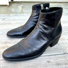 These John Varvatos Boots Are Made With An Incredibly Soft Premium Leather. I’ve Never Seen Shoes With Leather This Nice. They’re Really Beautiful. Black, But Has A Bit Of A Shine To It. Zipper Is Strong And Heavy Duty. Comfortable, With A Slightly Elevated Heel For That 60’s Mod Style. Hardly Worn. John Varvatos Boots, 60’s Mod, Mod Style, Mod Fashion, John Varvatos, Men's Shoes, Heavy Duty, Shoe Boots, Black Leather