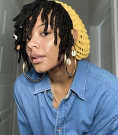 Short Locs And Hats, Locs And Hats, Beanie With Locs, Loc Beanie, Locs And Baseball Caps, Locs And Trucker Hats, Finger Coils, Dreads Styles For Women