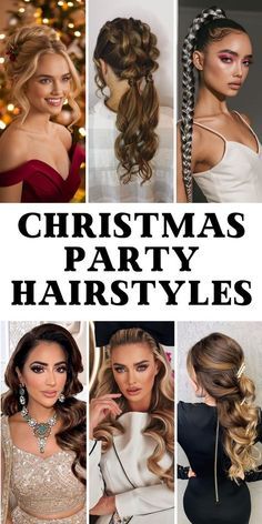 christmas party hairstyles with different styles and hair colors for long hair, including braids