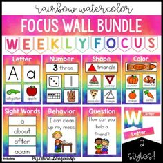 a poster with the words focus wall bundle for kids to learn how to write and draw