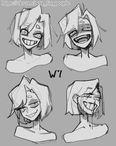 four different expressions for the character's face