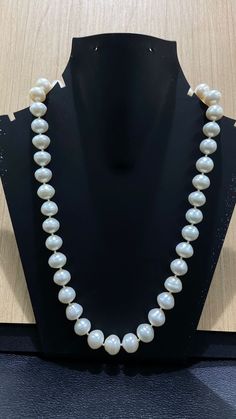 Big Size Round Pearl Necklace - Freshwater Pearl Beads - Minimal Peral Necklace - Bridesmaid Gift   Shape : Round Pearl Beads  Type    : Freshwater Pearl  Color   : White  Weight : 68.88 gram approx  Beads : 40-45 Beads About Pearls -  As we now know, freshwater pearls form in lakes, rivers, and other non-salted water. Over 90% of freshwater pearls are known as baroque pearls. This means they have an irregular shape, the most abundant type. This irregular shape is what makes them so beautifully White Polished Pearl Necklace For Formal Occasions, Classic Polished Beaded Necklaces For Wedding, Classic Wedding Beaded Necklace With Polished Beads, Large Bead Pearl Necklace For Wedding, Wedding Pearl Necklace With Large Round Beads, Large Beads Pearl Necklace, Elegant White Beads With Pearl Chain, Pearl Necklace With Large Round Beads, Large Beads Pearl Necklace For Jewelry Making