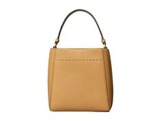 The luxurious Tory Burch McGraw Small Bucket Bag—the must-have Instagram accessory. Crafted from pebbled leather with signature double 'T' detail, magnetic snap closure, and interior slip pockets, it offers day-to-evening versatility with a convenient crossbody strap. At just 7.5” tall with a slender 4.5” depth, it fits effortlessly over your shoulder while accentuating your look with posh sophistication. Carry it in hand or slung at the hip for stylish storage on the go. Pebbled Leather Satchel Shoulder Bag With Handles, Pebbled Leather Satchel Shoulder Bag, Pebbled Leather Top Handle Shoulder Bag, Top Handle Shoulder Bag In Pebbled Leather, Workwear Shoulder Bag With Detachable Handle In Pebbled Leather, Small Bucket Bag, Small Buckets, Tory Burch Bags, Bags Tote