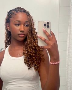 Color Protective Styles, Armpit Length Braids, Ginger Bob Braids, 16 Inch Braids, Half Up Half Down Braids With Curls, Medium Brown Braids, Box Braid Colors Ideas Light Skin, Vacation Hair For Black Women, 4c Protective Hairstyles