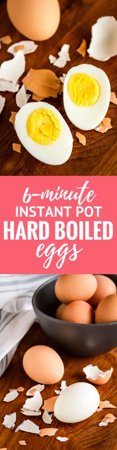 hard boiled eggs on a wooden table with text overlay