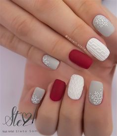 Christmas Nail Colors, Winter Nails Acrylic, Sweater Nails, Winter Nail Designs