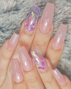 Translucent Nails, Acrylic Nails Coffin, Holographic Nails, Pretty Acrylic Nails, Nail Polishes, Best Acrylic Nails