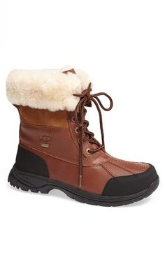 Waterproof leather boot is designed to handle all the elements, with a rugged Vibram® outsole. The soft, cozy lining is made from faux fur and plush UGGpure™, a textile made entirely from wool but crafted to feel and wear like genuine shearling. Temperature-rated to -20 degrees Celsius Removable insole Leather upper/UGGpure wool and textile faux fur lining/Vibram® rubber outsole Imported Men's Shoes Ugg Adirondack, Boots Outfit Men, Waterproof Leather Boots, Ugg Boots Australia, Waterproof Snow Boots, Boating Outfit, Mens Snow Boots, Mens Uggs, Winter Snow Boots