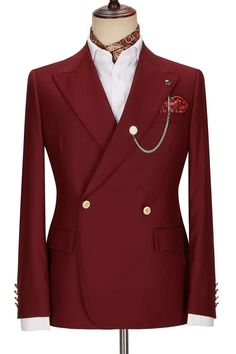 Shop for Charming Burgundy Peaked Lapel Double Breasted Gold Buttons in Bradymensuit at best prices.Find the best Burgundy Peaked Lapel slim fit suits with affordable price. Suit For Men Stylish, Gold Prom Suit, White Prom Suit, Purple Prom Suit, Pink Prom Suit, Red Prom Suit, Blue Prom Suit, Mens Suit Colors, Groom Suit Black