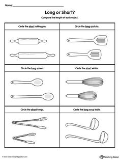 different types of kitchen utensils are shown in this worksheet for kids