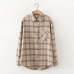 Women Plaid Shirts Autumn, Korean Fashion Casual,   Oversize Button Up Shirt Fall Outwear Tops Blusas Brand Name: JMPRS Fabric Type: Broad clothStyle: Casual Thickness: STANDARD Origin: CN(Origin) CN: guangdong Clothing Length: Regular Material: Cotton Material: Polyester Decoration:  Pockets Pattern Type: PlaidSleeve  Length(cm): Full Age: Ages 18-35 Years Old Shirts Type: Casual Shirts Gender: WOMEN Collar: Turn-down  CollarClosure Type: Single  BreastedSleeve Style: Regular Women Plaid Shirt, Checkered Blouse, Plaid Shirt Women, Straight Clothes, Checked Blouse, Plaid Sleeve, Slim Sweater, Plaid Shirts, Stylish Sweaters