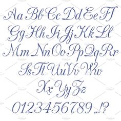 the upper and lower letters are handwritten in cursive writing with blue ink