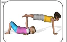 two children are doing push ups on their stomachs and arms in the same position