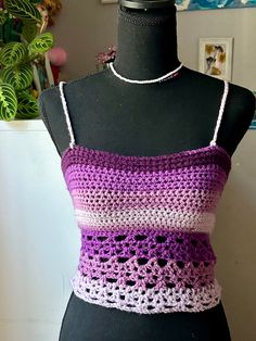 a crocheted tank top on a mannequin