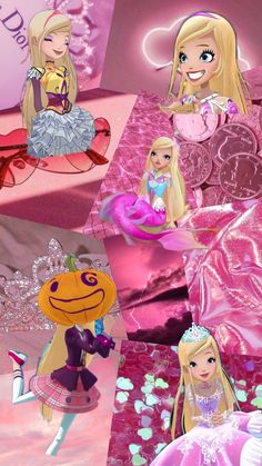 barbie doll collage with princesses in the background