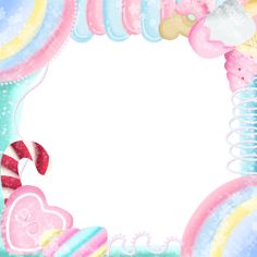 a candy frame with lollipops, marshmallows and other candies