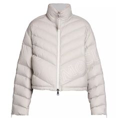 Down: 90% + Feather/10% Fill Power Lining: 100% Nylon 100% Nylon Brand New !!! Never Used Designer Nylon Outerwear For Spring, Luxury White Puffer Jacket With Padded Collar, White Down Outerwear For Spring, Luxury White Puffer Outerwear, Luxury White Long Sleeve Puffer Jacket, Moncler Jacket, Down Jacket, Jackets For Women, Brand New