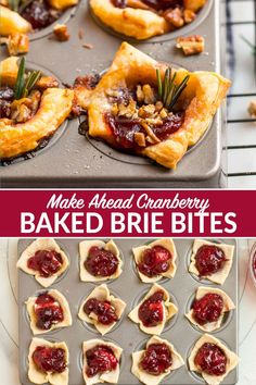 homemade cranberry baked brie bites in muffin tins